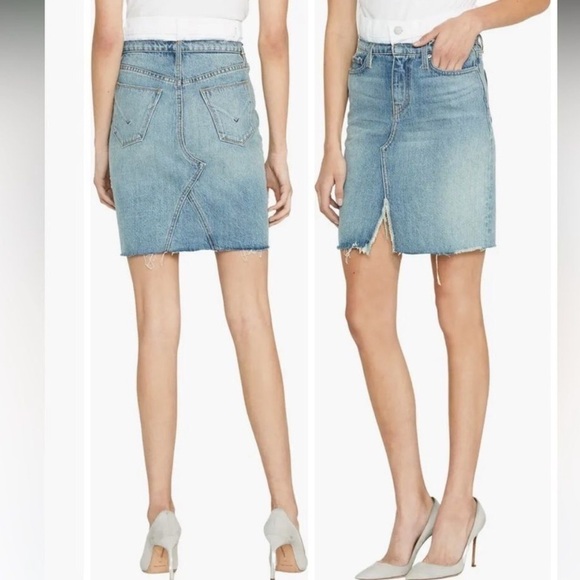 Hudson Jeans Lulu Skirt Denim Jean Mini 2 Tone Summer Beach Blue White Sz 24 - Picture 13 of 13